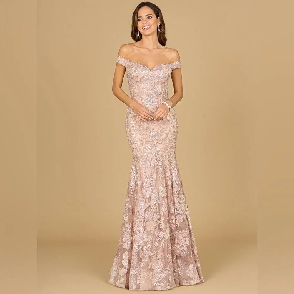 LARA OFF SHOULDER MERMAID BEADED GOWN